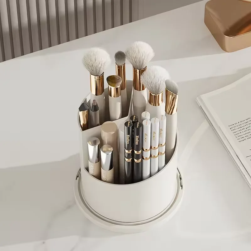 360 Rotary Makeup Brush Holder With Cover Luxury Cosmetic Organizer for Lipstick Eyebrow Pencil Eyeshadow Storage Box Multi Func 3