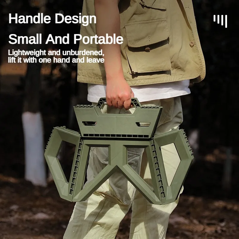 Outdoor Portable Folding Stool Camping Stool With Handle Ultra Light Stool Suitable For Picnicking Beach Fishing PP Material