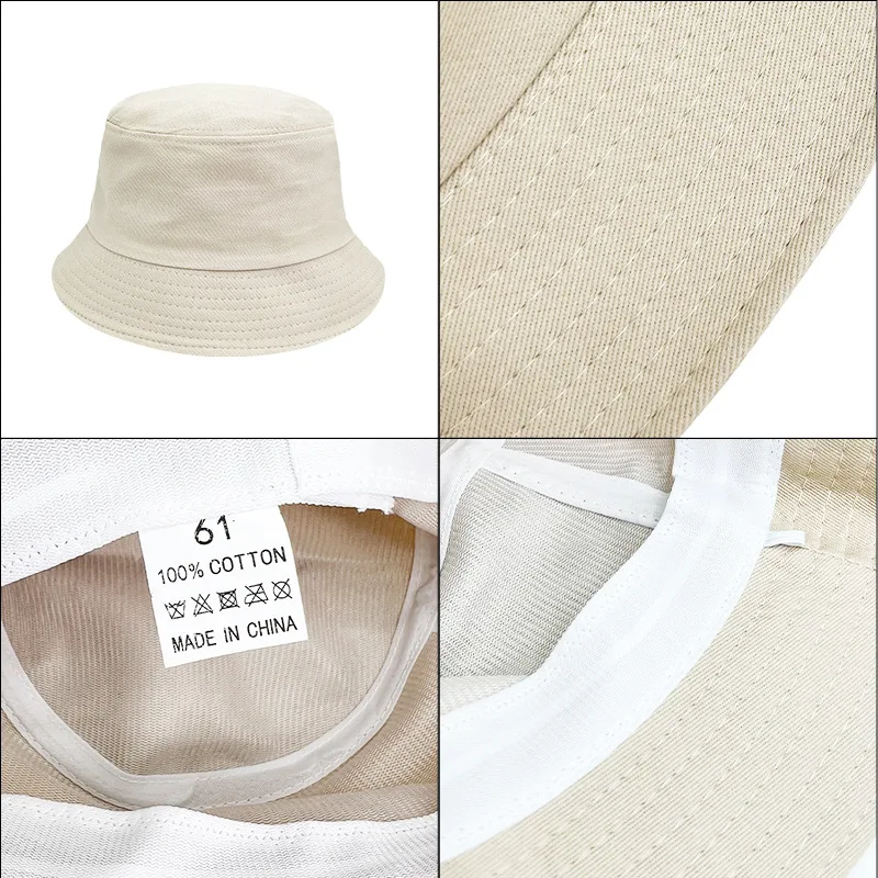 Women Bucket Hat Big Wide Brim Outdoor Soft Cotton Solid Color Sun Hat Portable Foldable Cap