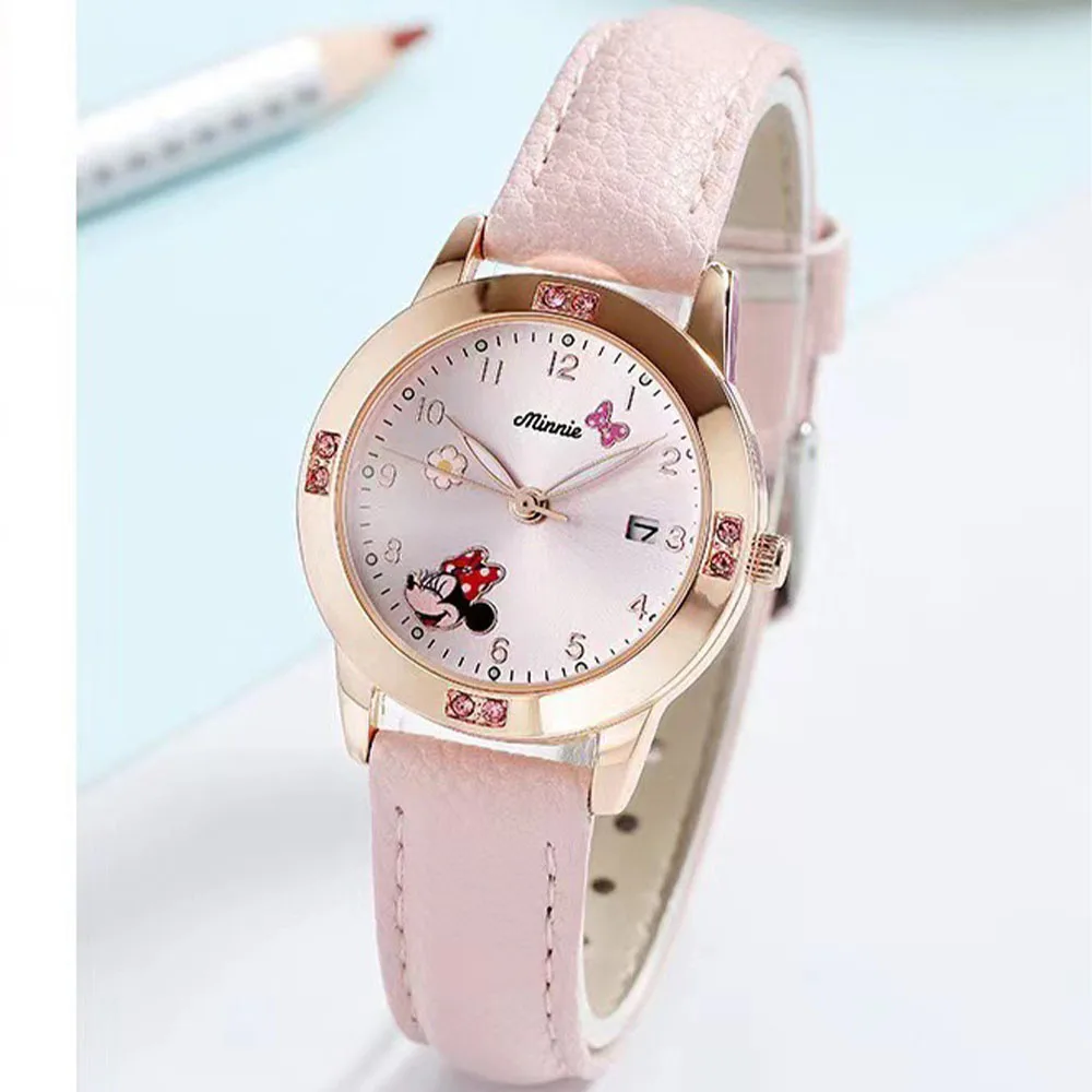 Montre Enfant Minnie Mouse Rose - Cadran Pailleté & Date