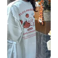 Pure Cotton White ort Sve T-irt Women's Loose Fit Mid-Length Korean Sle round Ne Casual Comfortable Summer Top