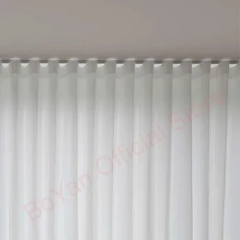 거실용 S 폴드 웨이브 커튼, 매우 부드러운 눈, 순백색 창문, 얇은 명주 그물 커튼, 큰 쉬폰, 쉬어 보일, 침실 리플