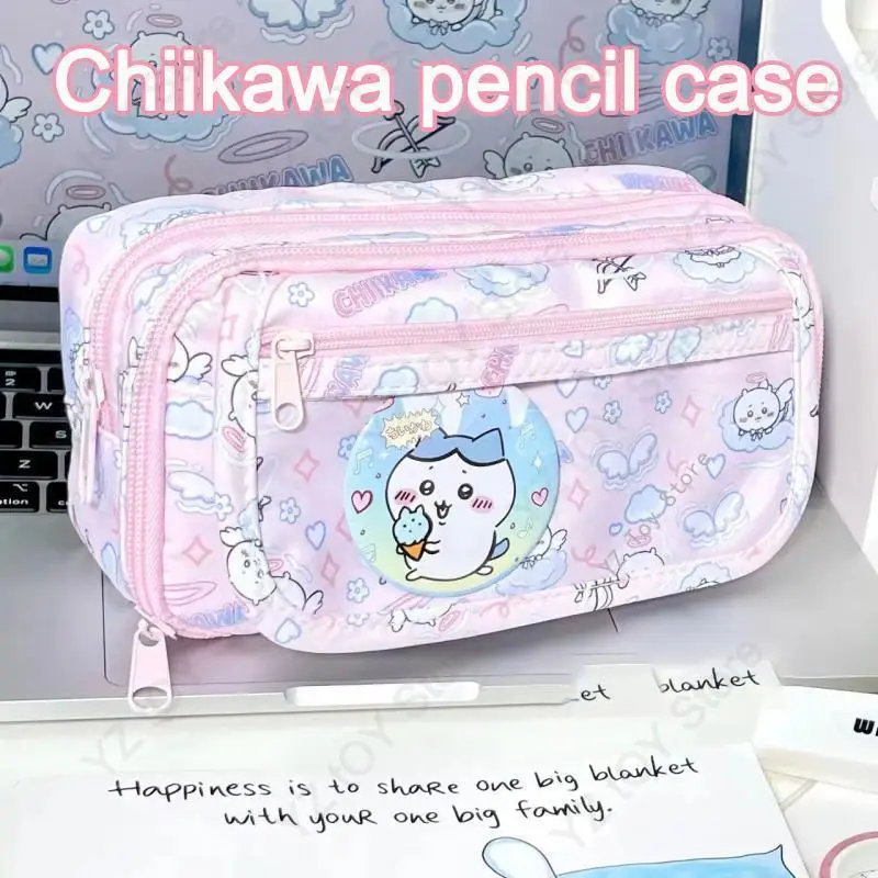 

Chiikawa Pencil Bag MINISO Cute Anime Kawaii Usagi Toys Hachiware Student Large Capacity Cartoon Stationery Bag Birthday Gifts