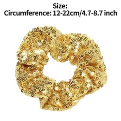 Sparkly Sequin Glitter Hair Ties - Colorful Elastic Scrunchies for Women, Girls & Kids Dance Accessories (Gold)