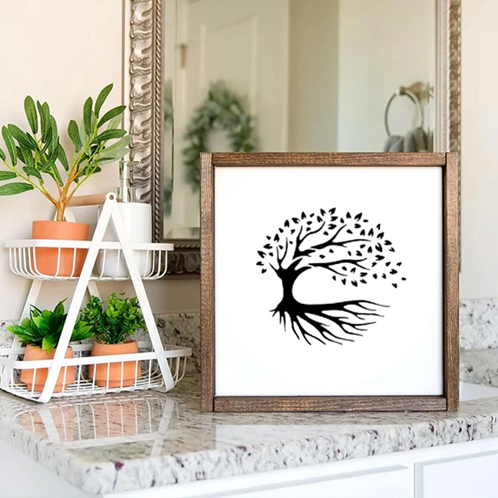 12Pcs 생명의 나무 템플릿 스텐실, 벽 캔버스 공예에 그림을 그리기 위한 플라스틱 드로잉 스텐실 템플릿 DIY 홈 가구