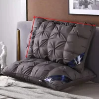 1PC Down Feather Pillow Cotton Frosted Thickened Cervical Pillow Five-Star Hotel Sleep Pillows Feather for Home 48x74cm 수면용 베개 2