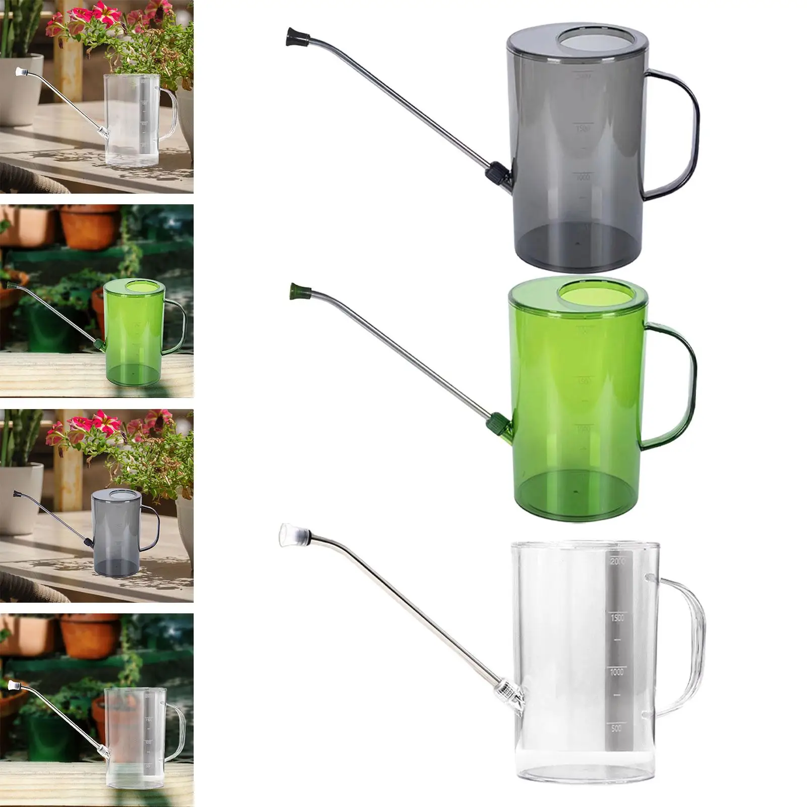 2L Watering Can Portable Practical Flowers Gardening Tool Long Mouth for Plants Indoor Outdoor Office Flower Bonsai House Plants