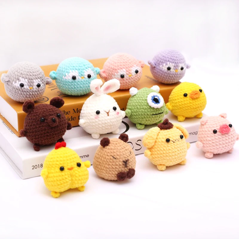 Crochet Mermaid Doll Crochet Animal Doll Handmade Knit Rabbit Capybara Small Bear DIY Cartoon Doll Key Holder