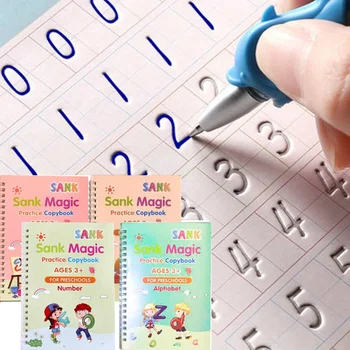 Sank Magic Practice Copybook Pen In età prescolare Bambini Calligrafia Versione inglese Spessitura gratuita Libro di scrittura riutilizzabile per bambini