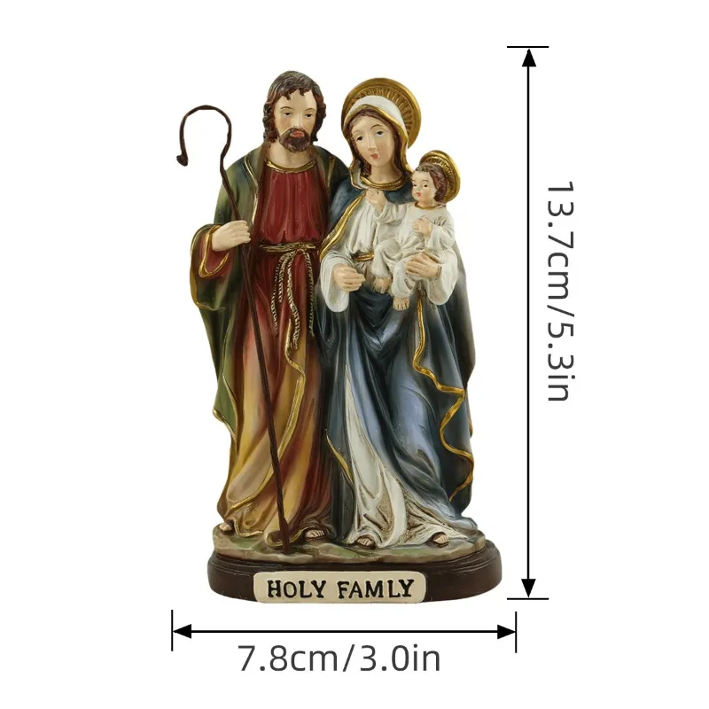 Elegant Sacred Family Figurine - Joseph, Mary, and Baby Jesus Home Décor Sculpture for Warm and Inviting Living Spaces
