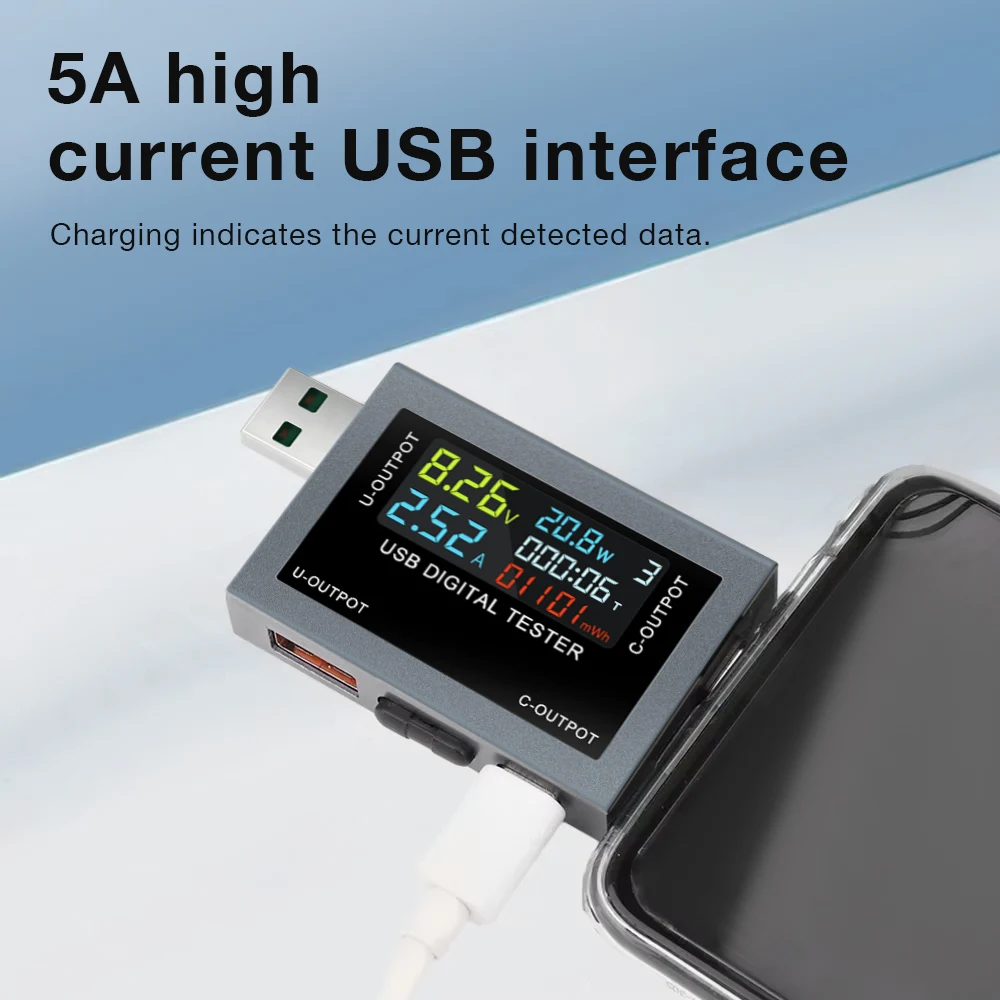 DC4-30V 디지털 전압계 USB Type-C 테스터 전압 전류계 전력계 보조베터리 충전 감지기 배터리 용량 테스터