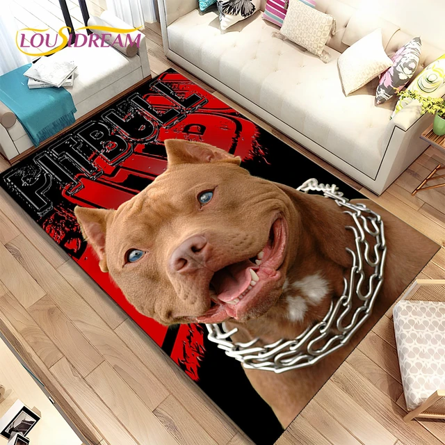 3D Cartoon Pitbull Dog Area Rug,Carpet Rug for Living Room Bedroom Sofa  Doormat Kitchen Decoration,Pet Mat Non-slip Floor Mat