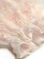 Seasixiang-فستان ماكسي شبكي نسائي ، برقبة دائرية ، كم فانوس ، تطريز ترتر ، كشكش ، فستان حفلة عتيق ، موضة خريف 1