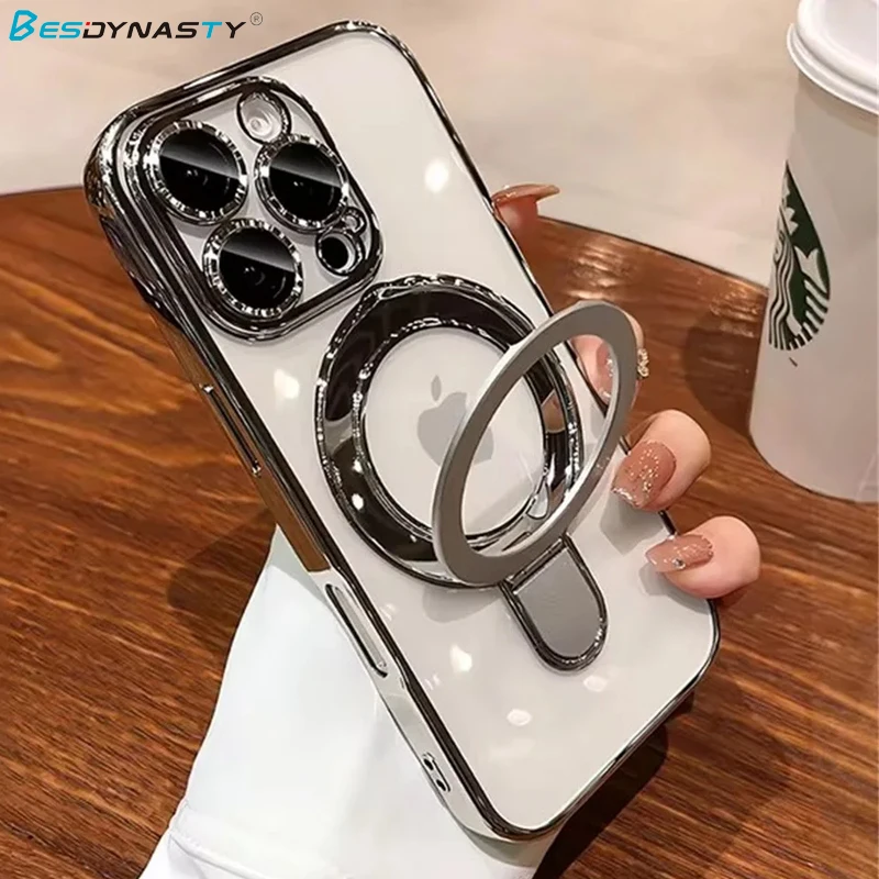 Luxury Magnetic Ring Stand Holder with Clear Soft Cover