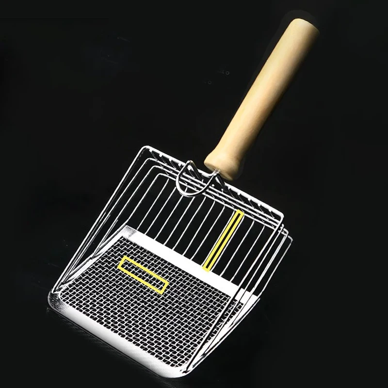 Pelle À Litière Pour Chat En Acier Inoxydable Avec Manche En Bois_voghion.com