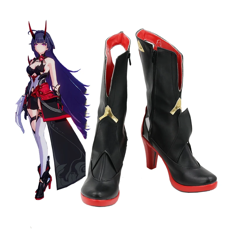 

Game Honkai Impact 3 Raiden Mei Herrscher of Thunder Cosplay Costumes Shoes High Heel Fancy PU Leather Short Boots Woman Girl