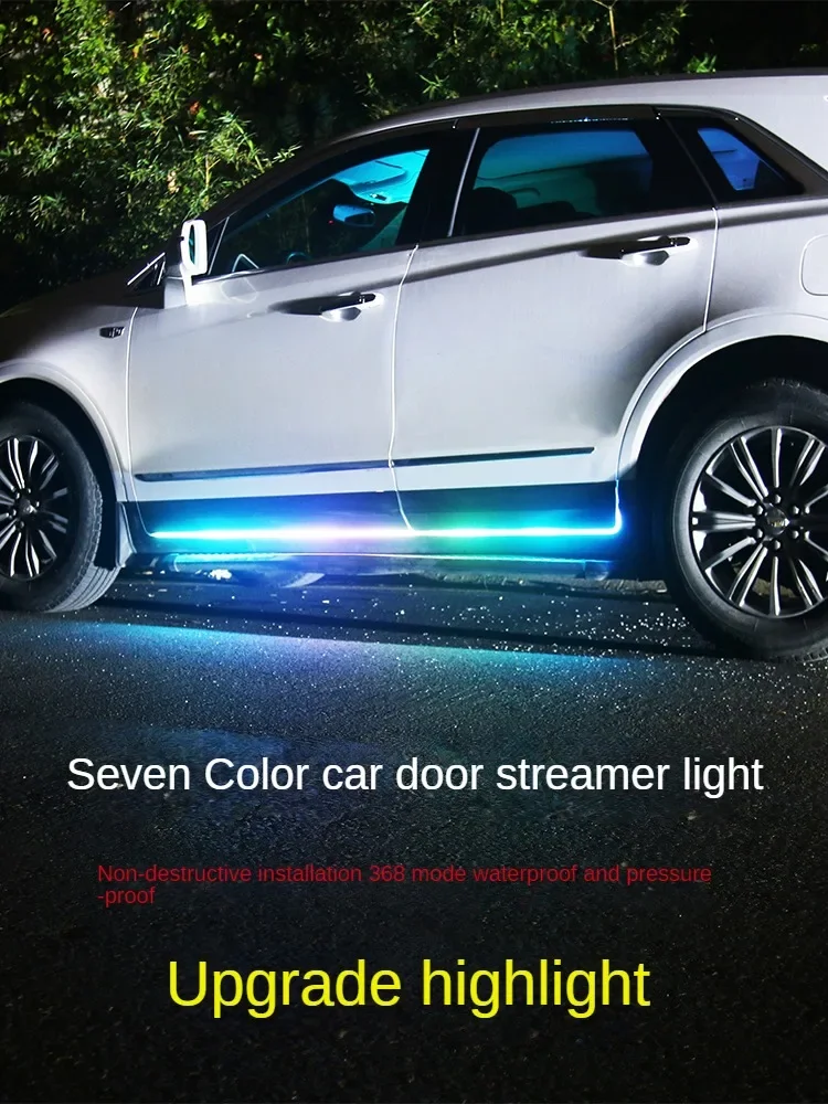 

CAR Colorful LED Flexible Streamer Flowing Welcome Door Light Strip Remote APP Control Scuff Sill Panel RGB Neon Lamp