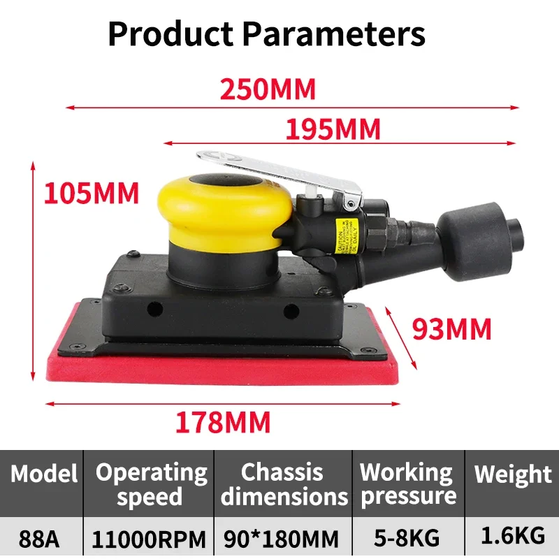 Electric Orbital Sander HIFESON Pneumatic Orbital Rectangular Sander Square Air Pad Grinder Polisher