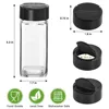 Glass Spice Jars with Labels,4oz Spices Containers Spice Jars with Black Shaker Lids,Empty Containers for Spice, Silicone Funnel 2