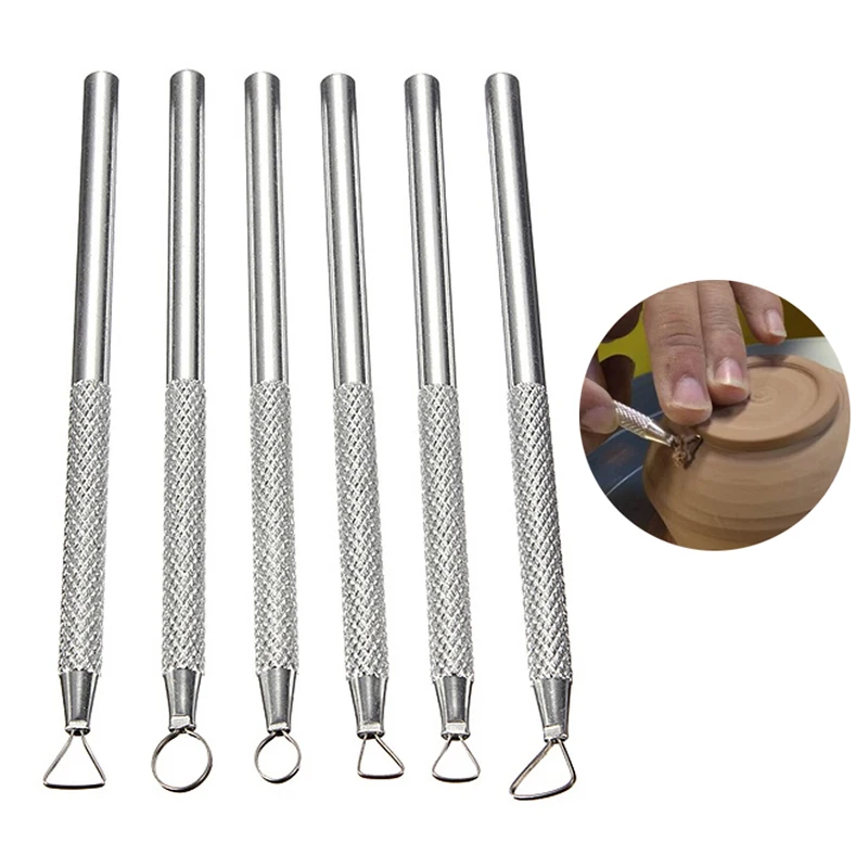 [Y]6개 폴리머 클레이 도구 세트 도자기 세라믹 리본 조각 도구 세트 공예 미술