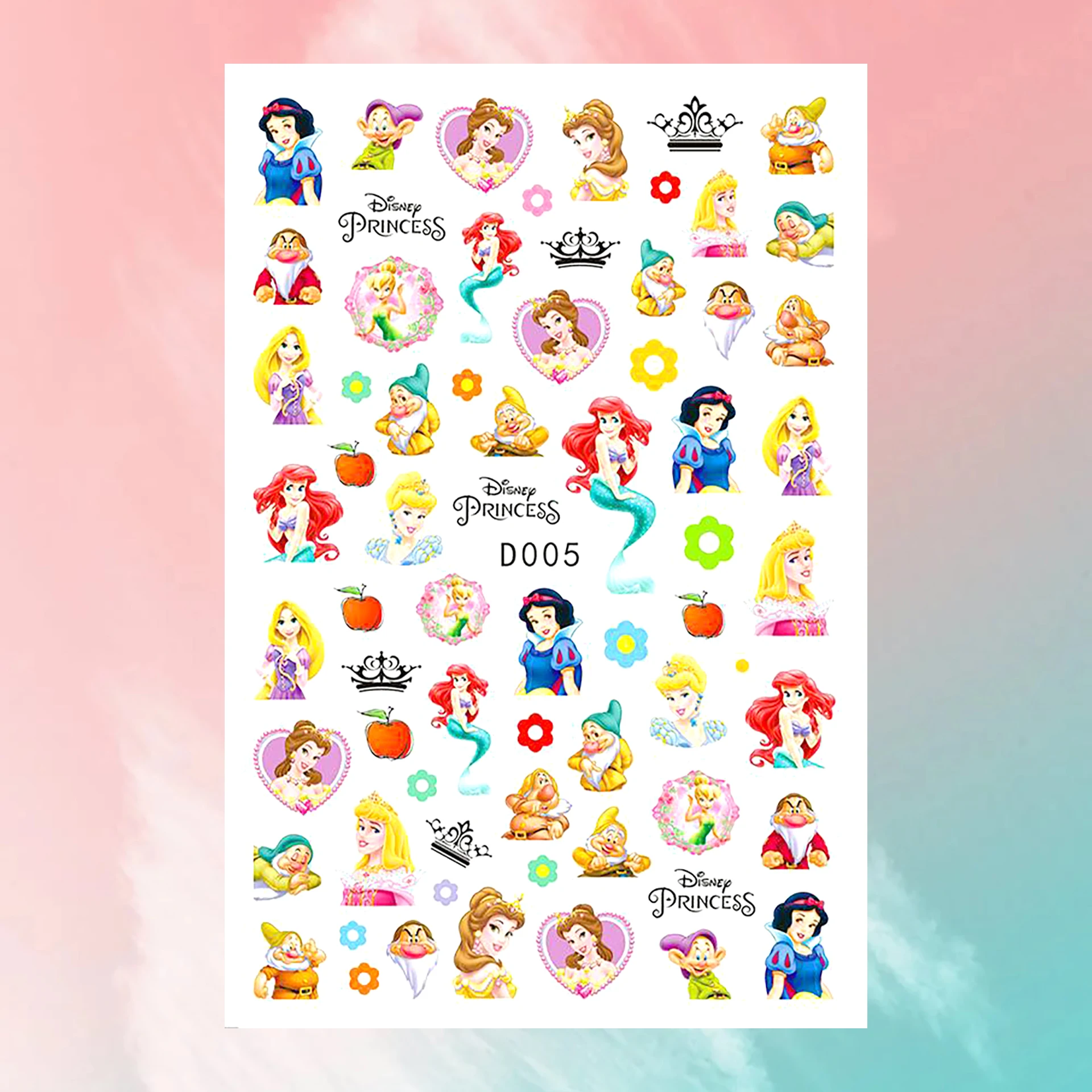 1PCS Disney Cartoon Nail Stickers Waterproof Paste Nail Art Sticker Princess Mickey Anime Series Decoration Nail Stickers Nail Art Decoration Nail Decals