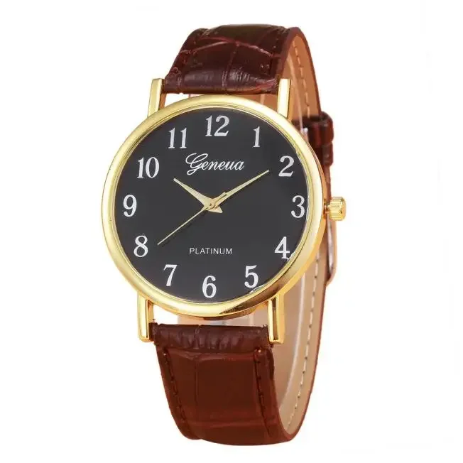 

Geneva Women Watches TOP Brand Leather Dress Design Analog Alloy Quartz Wrist Watch Female Clock relogio feminino