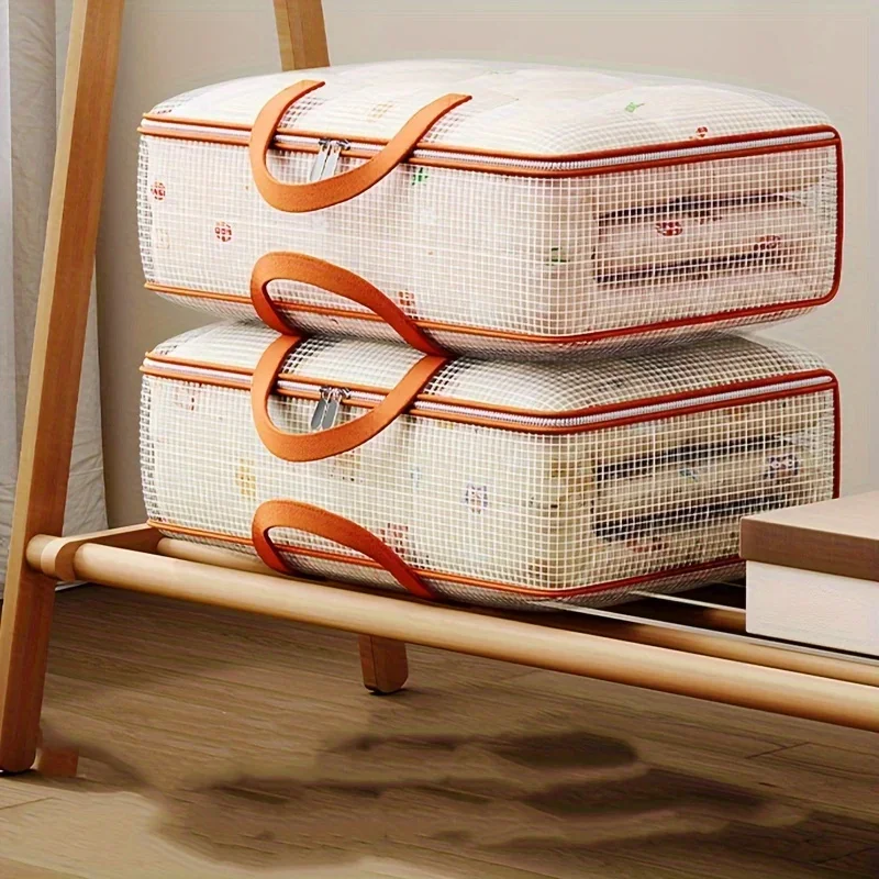 Large Capacity Transparent PVC Mesh Storage Bag - Suitable for Clothing, Bedding, Moving, Durable Multifunctional Storage Bag