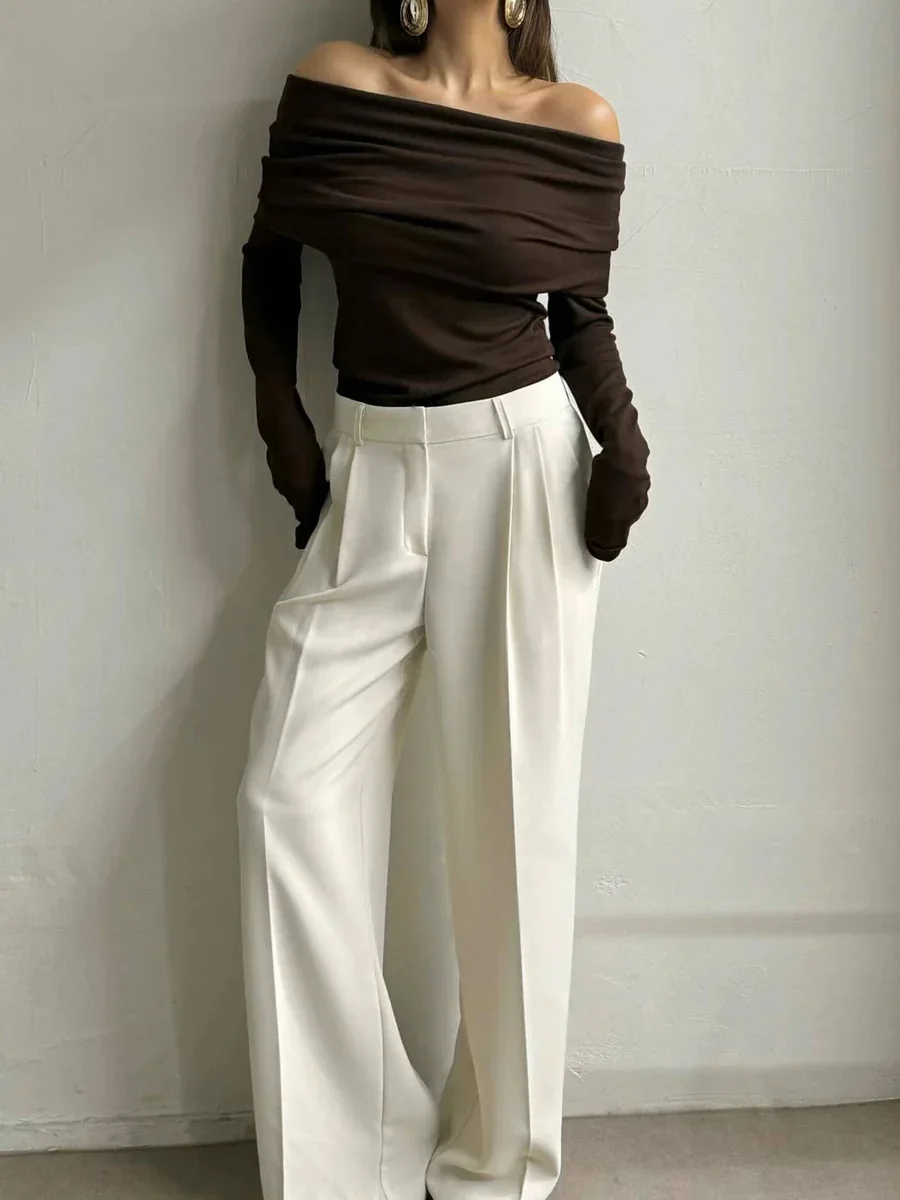 Sweater Knit Pullover Backless Women Slim Bandeau Solid Cropped Top Streetwear Off-Shoulder Elegant Autumn Knitwear Top