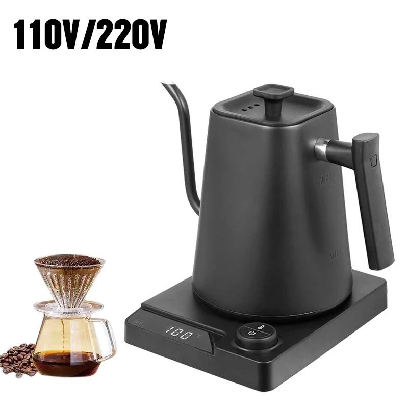 

110V 220V Gooseneck Electric Kettle 1.0L Hand Brew Coffee Pot 1200W Rapid Heating Temperature Control Pot Stainless Steel Liner