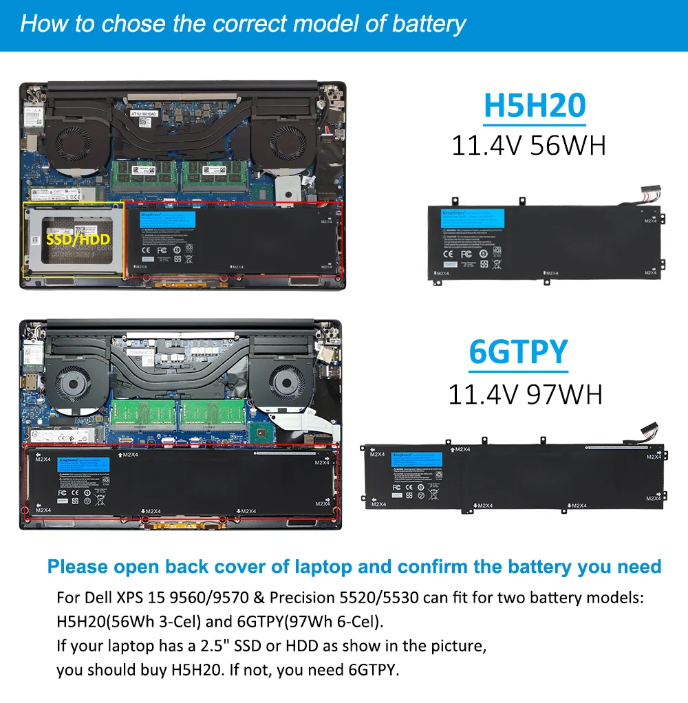 97WH 6GTPY Laptop Battery For Dell XPS 15 9560 7590 Precision