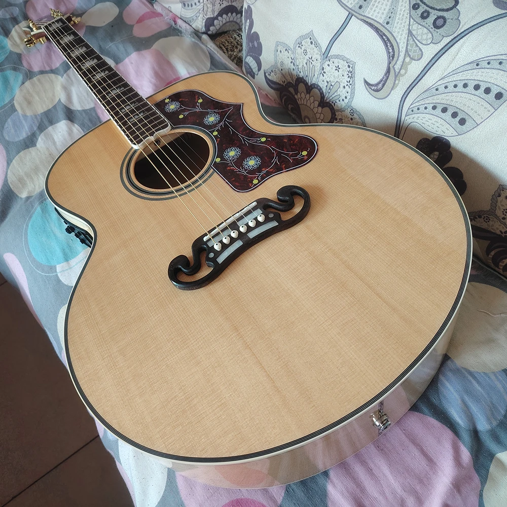 43 inch SJ-200 electric box acoustic acoustic guitar natural wood color Free delivery Stock