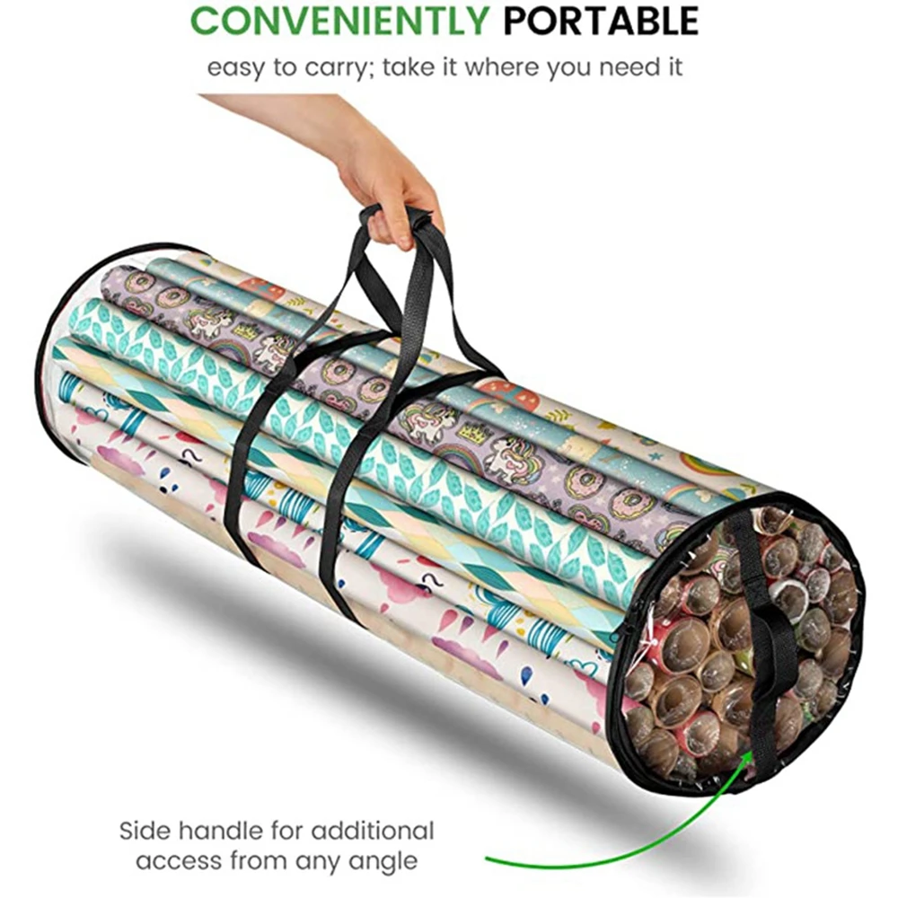 14-20 100cm Long Rolls Waterproof Christmas Cylinder Gift Wrap Storage Clear Bag Wrapping Paper Storage Bag Organizer gift wrapping organizer