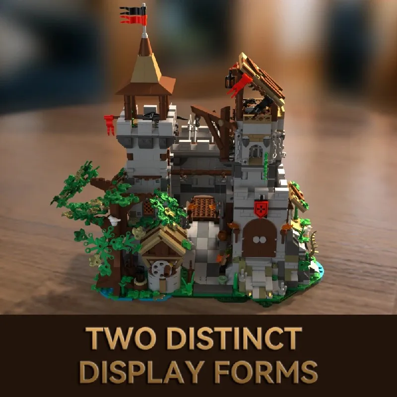 Ritterburg Mittelalterliche Architektur Bausatz Modularer Baustein-Set Zusammenbaubares Modellbausatz Puzzle-Spielzeug Geschenk für Jungen und Erwachsene – Detail 7