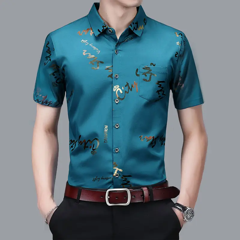 Men Shirts Summer Short Sleeve Turn-down Plus Size Printing Button Pockets Blouses Breathable Easy Care Fashion Clothes Tops dual color gradient 3d printing aesthetic consumables excessively soft high speed colorful easy to print environmentally