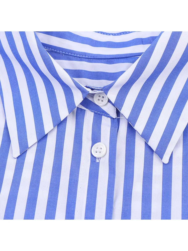 TFMLN Fashion Women Short Puff Sleeve Blouse Loose Casual Lapel Single Breasted Shirt Tops Elegant Office Lady Summer Commuter