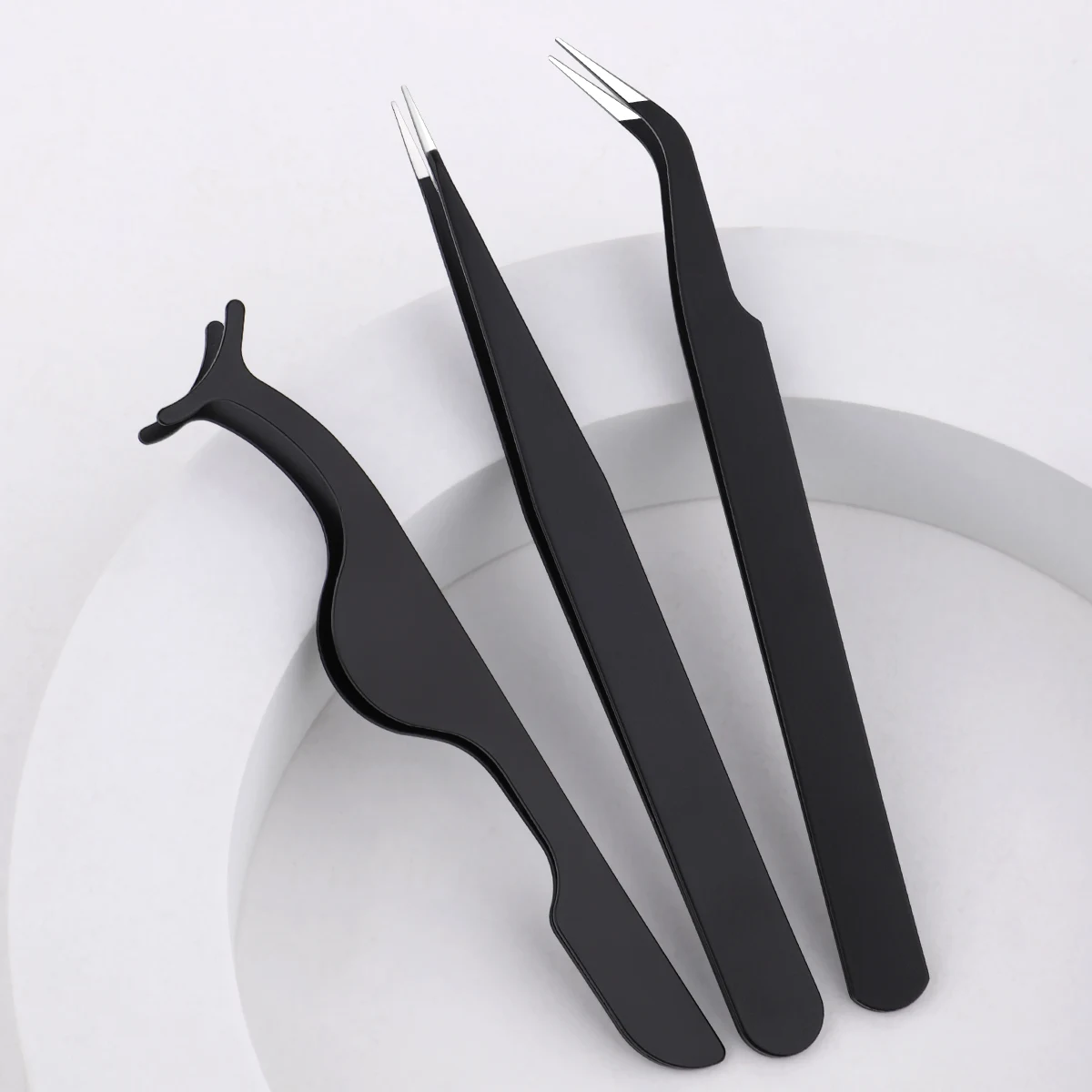 3PCS multifunctional stainless steel eyelash tweezers