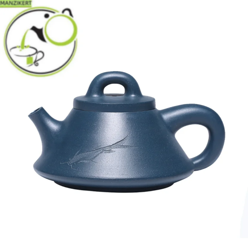 

250ml Classic Yixing Purple Clay Teapots Raw Ore Azure Mud Stone Scoop Tea Pot Hand Painted Zisha Filter Kettle Home Tea Set