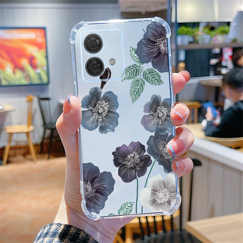 Elegant Flower Transparent Phone Case - Edge Series Compatibility