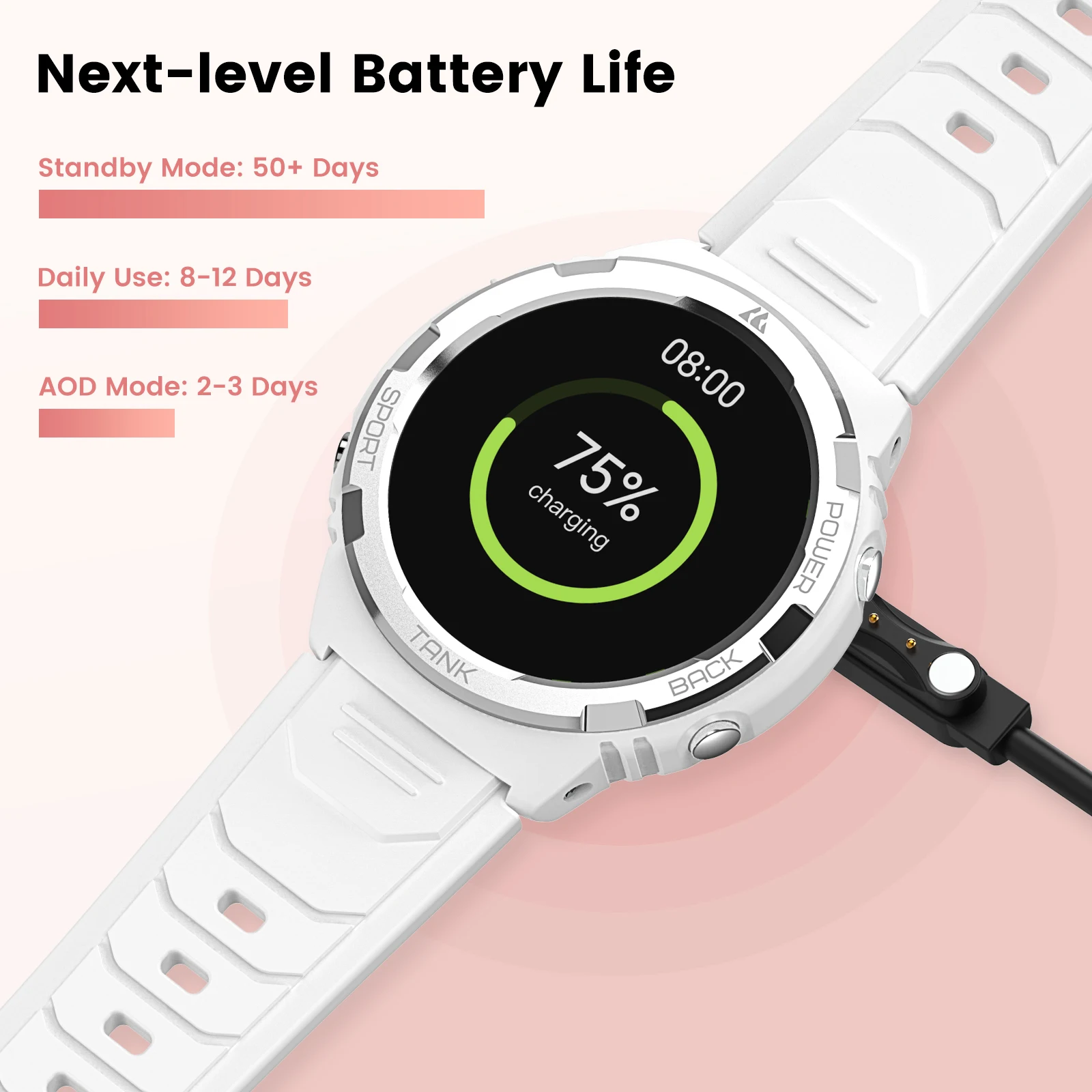 2024 KOSPET 탱크 S1 울트라 스마트 워치 AMOLED AOD 시계, 5ATM 방수, 블루투스 통화, 전자 스마트워치, 여성 디지털 남성 스마트 시계