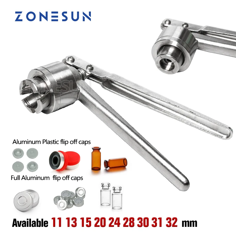 ZONESUN Handheld Crimper Vial Sealer 11mm to 32mm Bottle Sealing Tool Manual Capper Flip Off Capping ZS-PVC1 perfume bottle capping tool