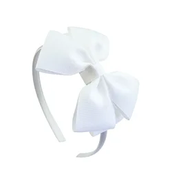 Elegant Layered Grosgrain Ribbon Bow Headband - Handmade Hair Accessory (WHITE)