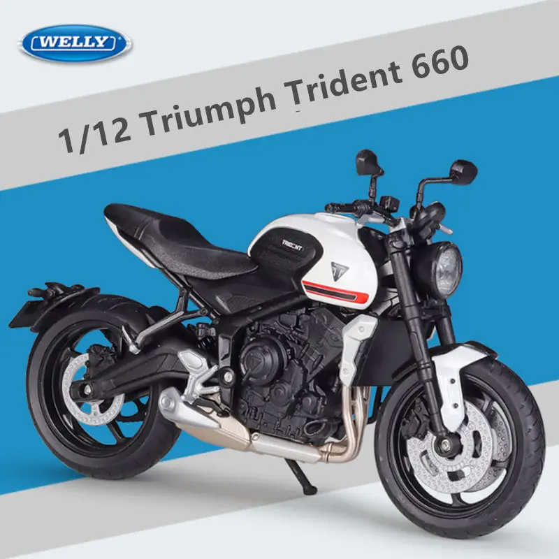 WELLY 1:12 2021 Triumph Trident 660 Alloy Racing Motorcycle Model Diecast Metal Street Motorcycle Model Simulation Kids Toy Gift 2