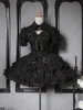 Lolita Style JSK Dress Gothic Bow Slim Spaghetti Strap Pettiskirt Sweet Girl Women's Mini Dresses and Small Waistcoat Two Pieces 4