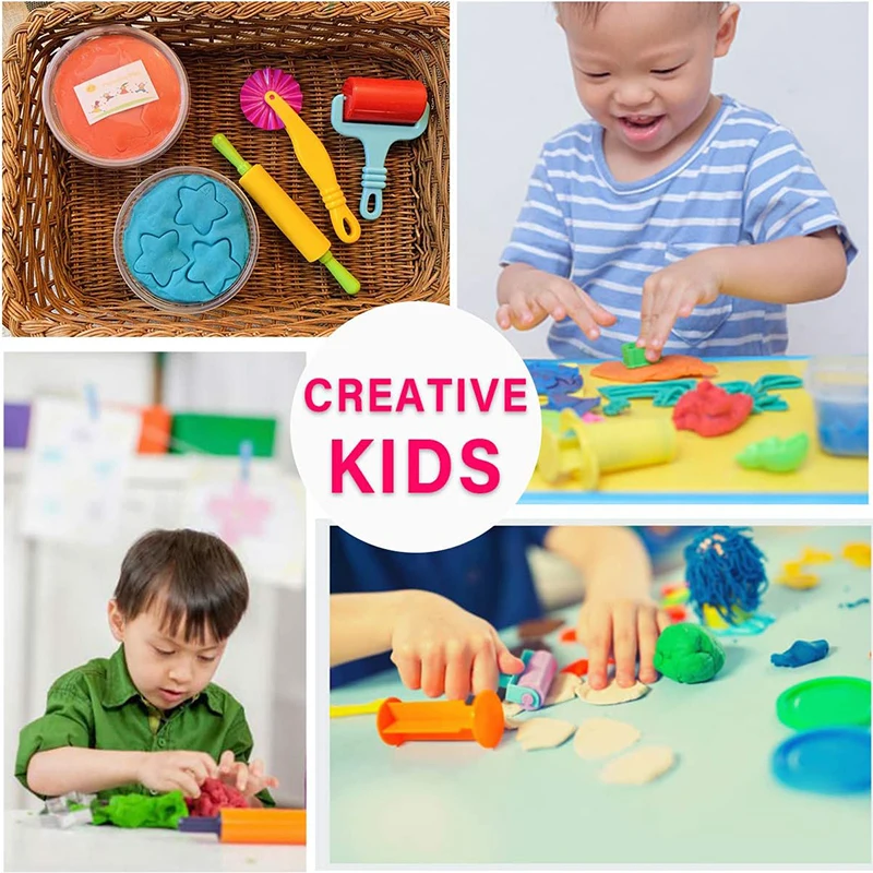 Fun Play Dough Tools Kit For Kids Children Toddlers Playdough Extruders Scissors Rollers Cutters Plasticine Clay Accessories Toy 4