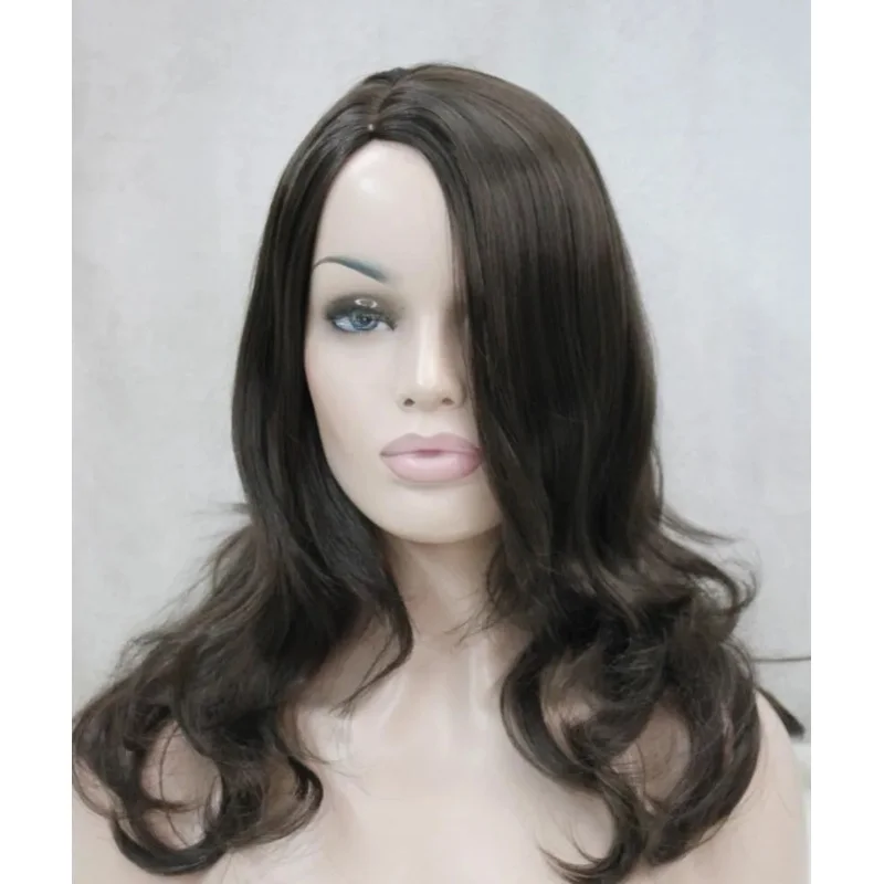 

WIG LL >>> Excellent Dark Brown Medium Long Wavy Women Ladies fluffy wig FTLC107