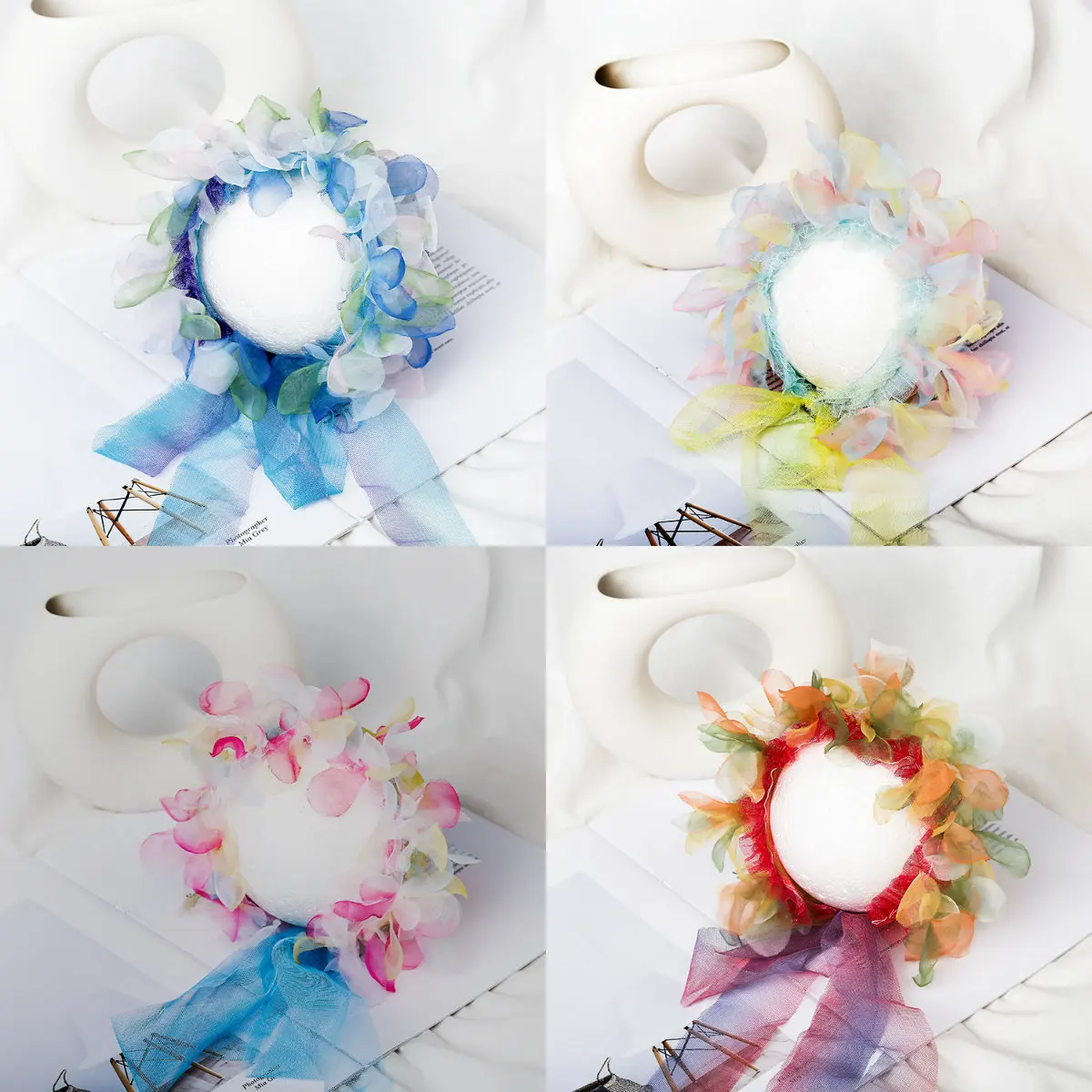 

4-color newborn photography props, newborn lace flower hat