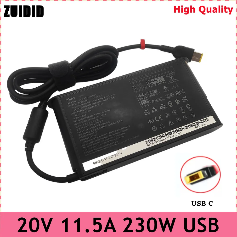 

Original 230W AC Adapter 20V 11.5A USB Laptop Charger for Lenovo Legion 5 Y7000P Y900 Y9000K P73 Y740 Y920 Y540 P70 P72 00HM626