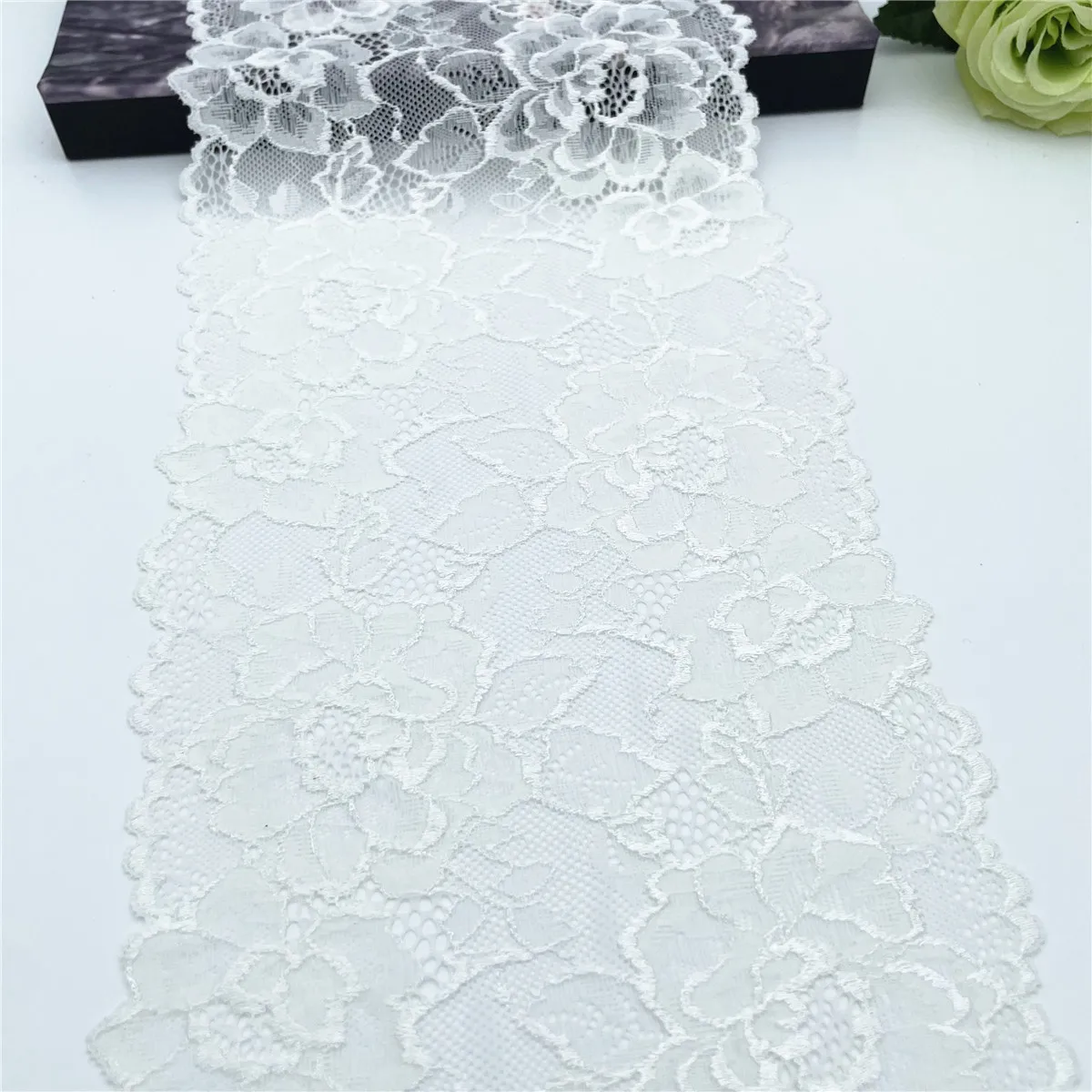3y/lot Width 18cm White Elastic Stretch Lace Trim 5