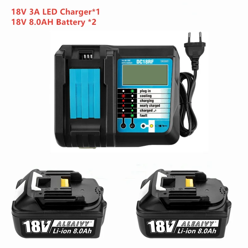 Power Tool Battery Rechargeable Lithium Batteries 8.0Ah BL1830 Rechargeable 18V Lithium ion Battery for Compatible Makita 18V Battery BL1850 1860 Cordless Power Tool