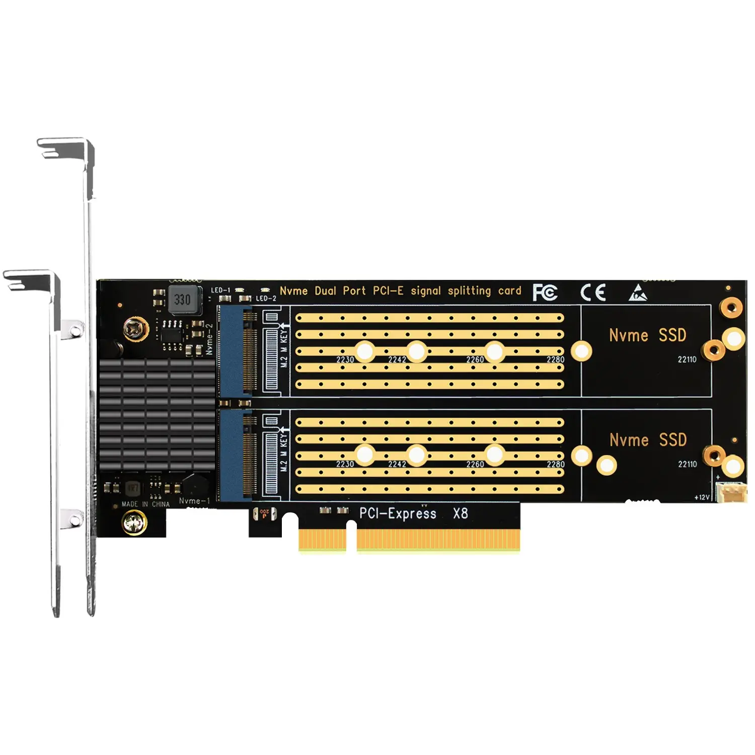 Dual slot m 2 nvme pcie 4 0 x8 adapter card with asm 1182e chip only jpg
